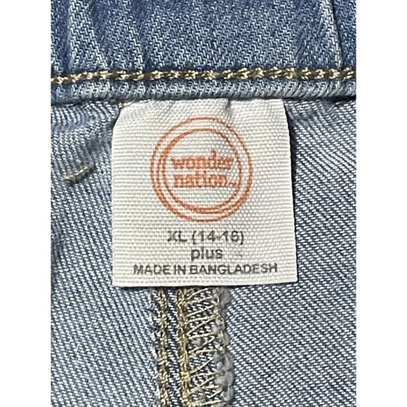 Wonder Nation Girls Sz XL 14-16 Plus Button Fly Denim Shorts, Color Light Wash - Picture 2 of 3